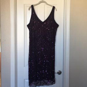 Pisarro Nights | Dark Purple Beaded Evening Gown